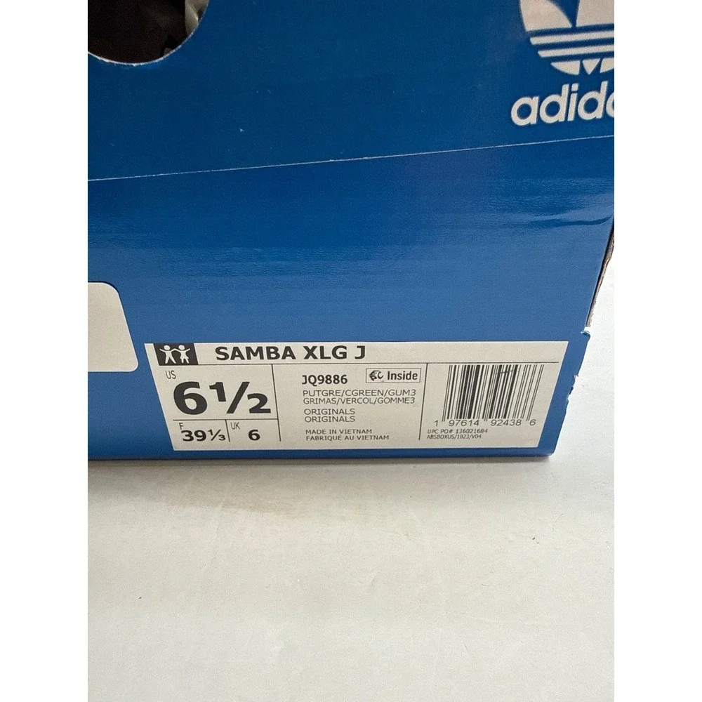 Adidas Samba XLG J WonderWhite Green GumSole Sneakers JQ9886 Size 6.5Y